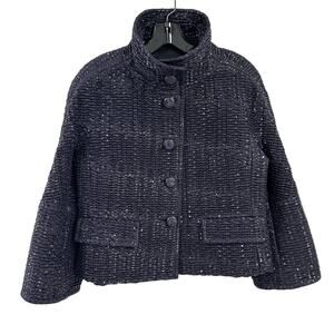 Carlisle Purple High Neck Ruched Wide Sleeve Cropped Jacket 6